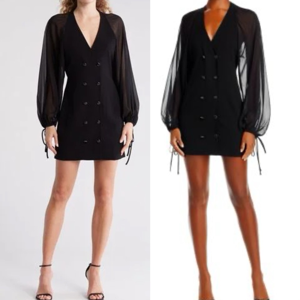 $798🔥🔥FRAME SHEER SLEEVE BLAZER DRESS  IN BLACK  size xs